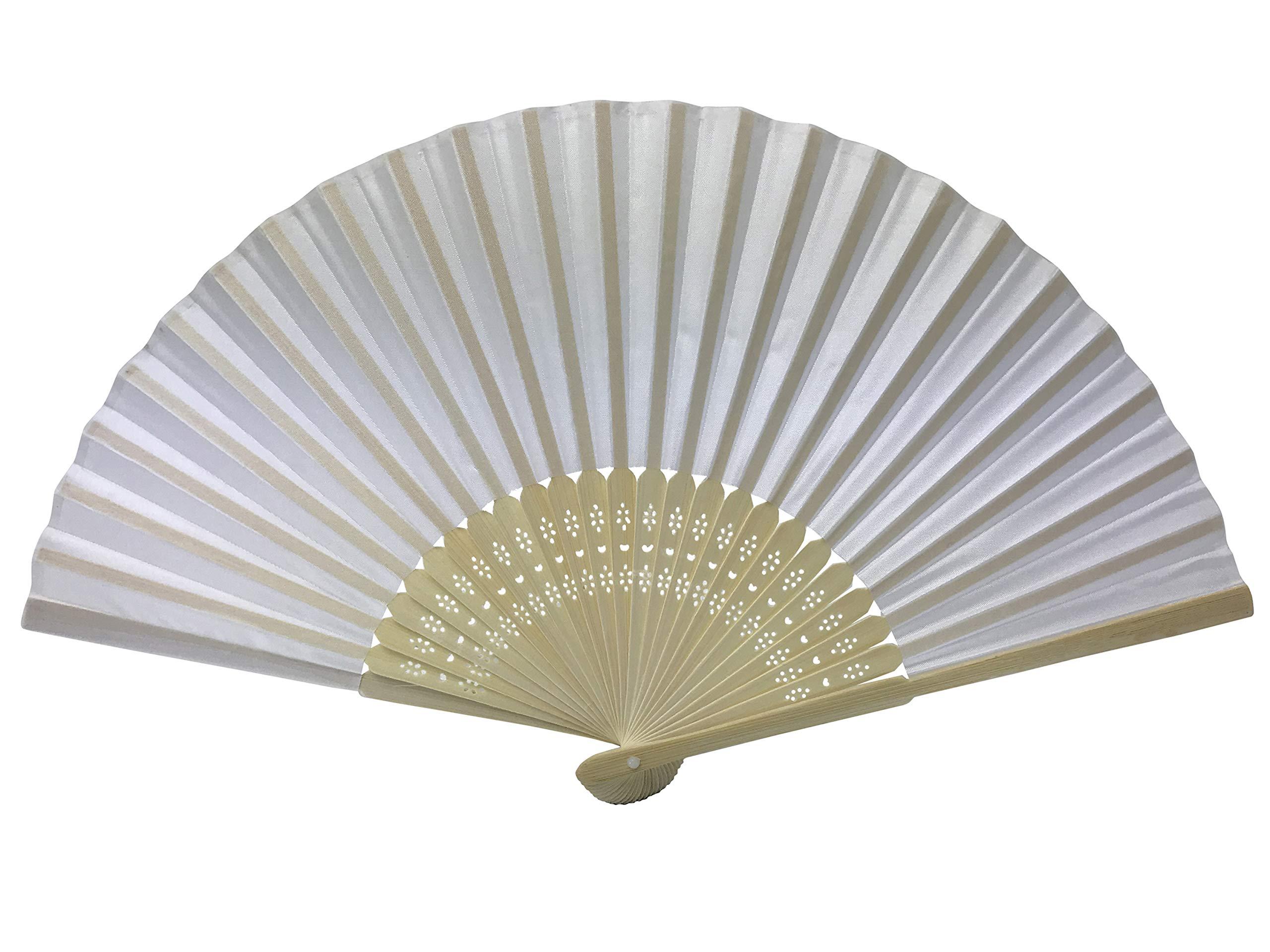FANSOF.FANS Pack of 10 Wholesale Silk Fabric Hand Fan Bamboo Ribs Wedding Party Favour