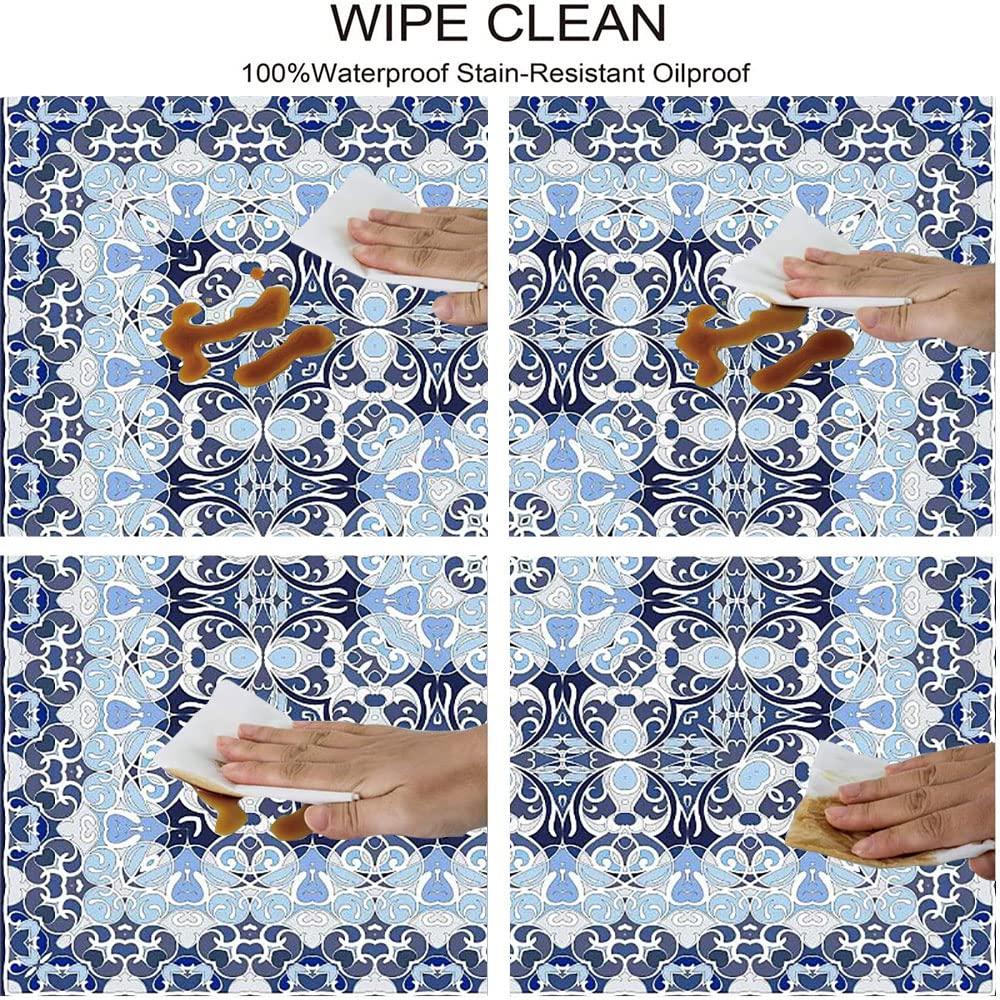 CESGFC Paisley Tablecloth, Paisley Style Print, Elastic Edge, Suitable for Table Decoration, Buffet and Camping, Fit for 47\"x47\" Square Table