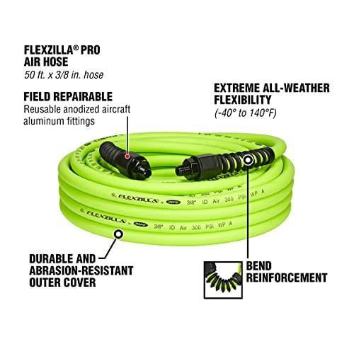 Flexzilla Flexzilla Pro Air Hose, 3/8 in. x 50 ft., Heavy Duty, Lightweight, Hybrid, ZillaGreen - HFZP3850YW2