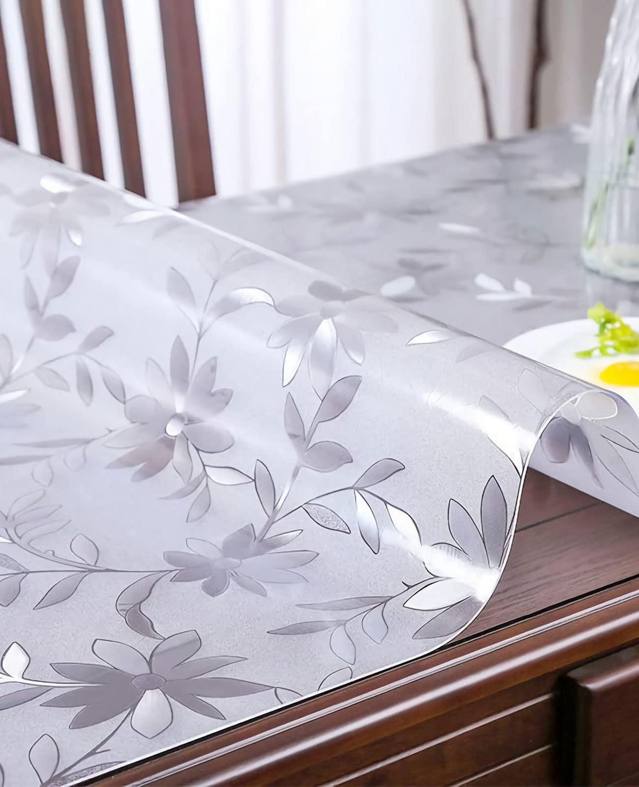 HQYG Clear Table Cover Protector PVC Tablecloth Vinyl Oilcloth Waterproof Plastic Tablecloth Covers for Dining Room Desk Table Pads Soft Glass 1.5mm 38x66 Inch