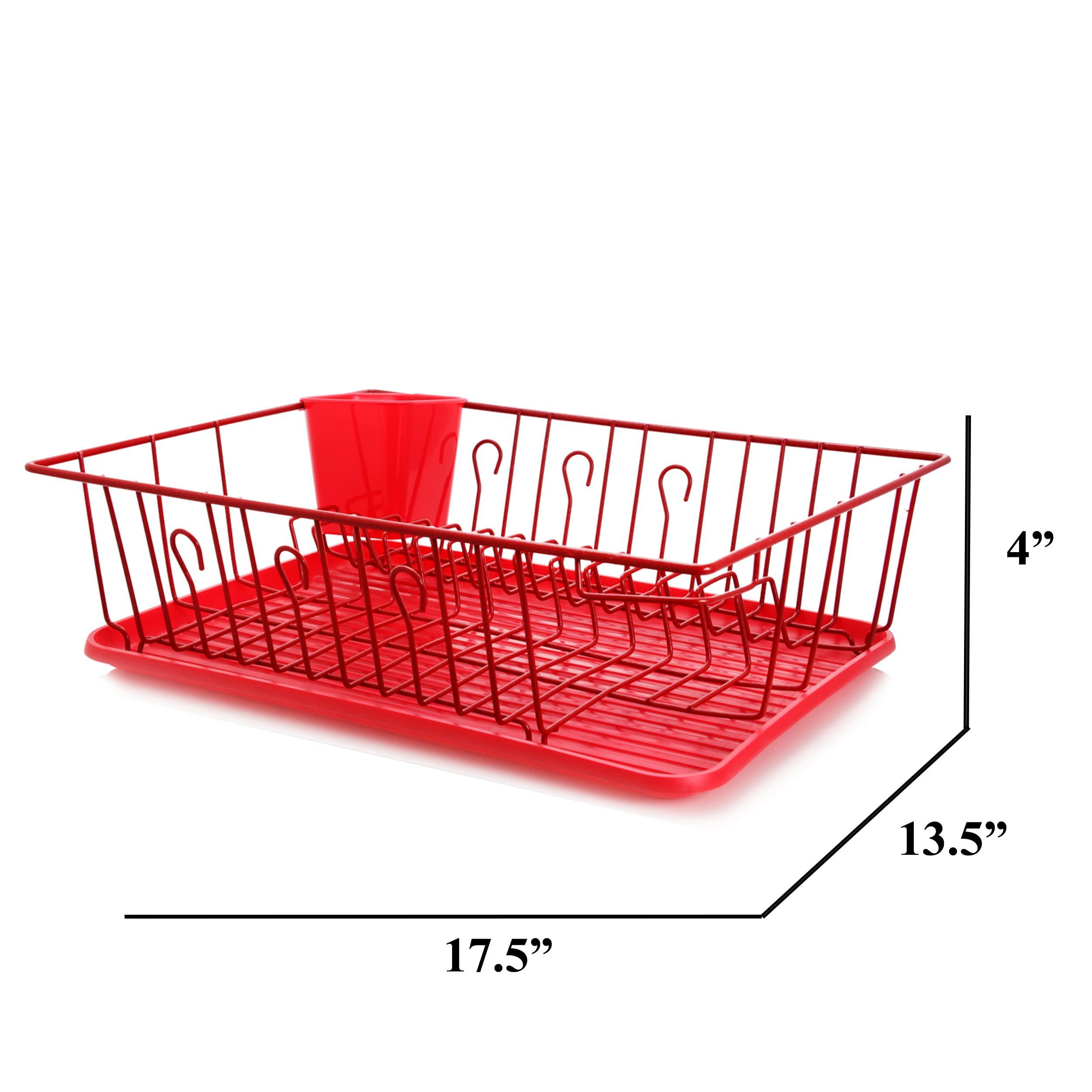 Megachef Megachef Mega Chef 17 1/2-inch Dish Rack, Red (93596407M)