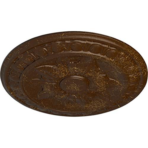 Ekena Millwork Ekena Millwork CM17EXRBC Exeter Ceiling Medallion, 17 3/4\"OD x 1 1/8\"P (Fits Canopies up to 3 1/8\"), Hand-Painted Root Beer Crackle