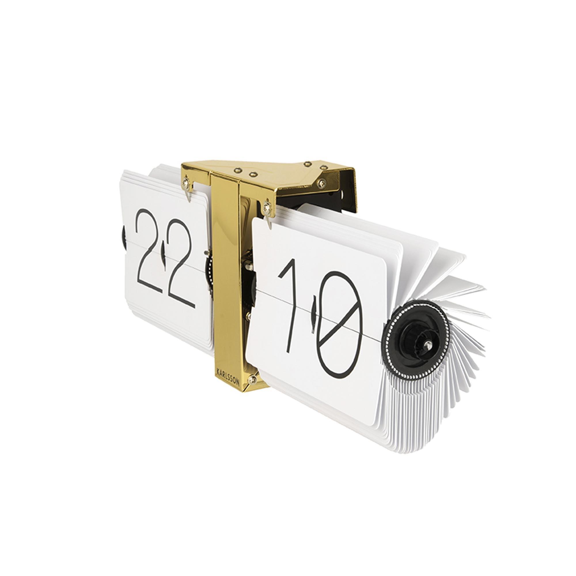 Karlsson Karlsson Flip Clock No Case White, Brass Stand, Steel, 8.5 x 36 x 14 cm
