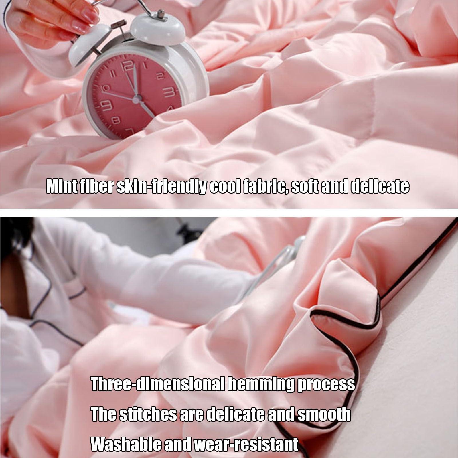 XHCTNN XHCTNN Cold Air Condition Thin Blanket, New Cool Ice Silk Quilt Cooling Fabric Air Condition Quilt Lightweight Plain Cooled Comforter(E,200x230cm)