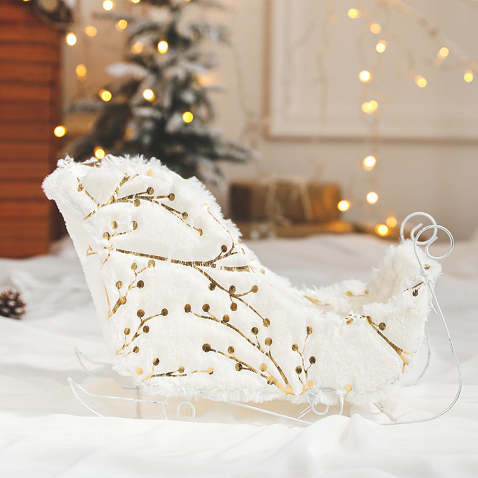 VaLtEv VaLtEv Christmas Santa Sleigh Decor Basket Candy Dish Bowl Server Container Table Top Christmas Decorations White Figurines Statue Xmas Winter Holiday Ornaments Children Gifts Photo Booth Props