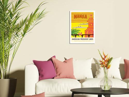 Pacifica Island Art Manila Philippines - American President Lines - Vintage Ocean Liner Travel Poster c.1958 - Bamboo Fine Art 290gsm Paper Print (Unframed) 24x32in