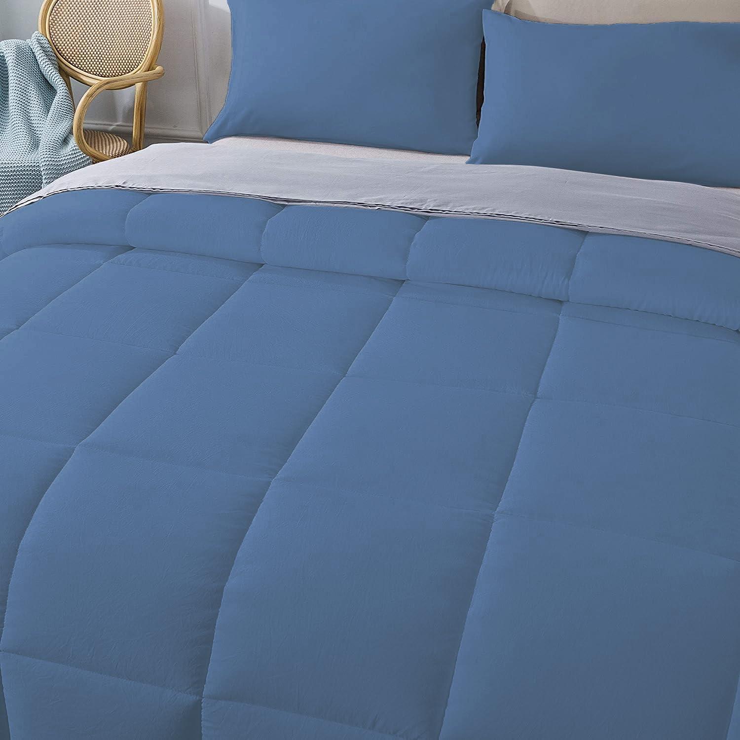 Night Nest 1Pcs Comforter 100% Egyptian Cotton 800 Thread Count - Super King Plus Size (120\" x120\") Inch,Soft and Breathable Comforter - Medium Blue Solid
