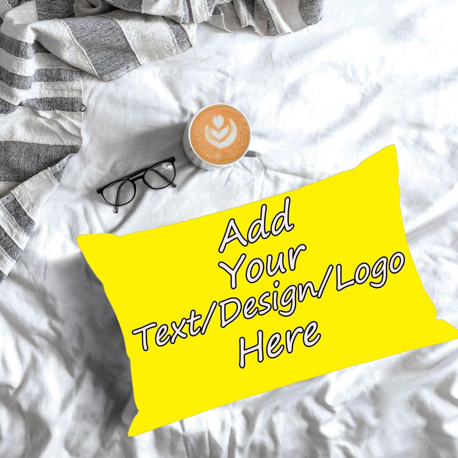 Pzwqkyn Pzwqkyn Custom Pillow with Picture Text Customized Photo Pillowcase, Personalized Throw Pillow Cover, Christmas Love Keepsake Gifts Two-Sides Design 20x30 in, No Filling, Bright Yellow