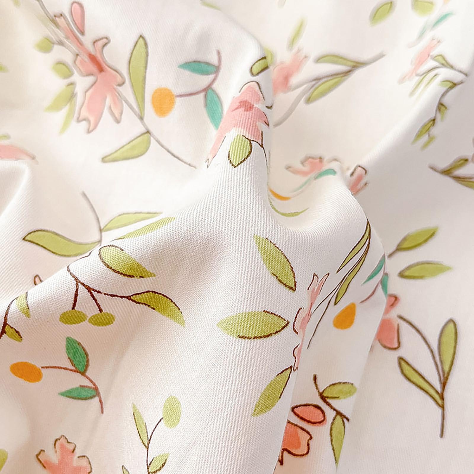 EAVD EAVD Vintage Style Garden Pink Floral Duvet Cover Queen White Soft 100% Cotton Small Cute Floral Bedding Set with 2 Pillowcases Chic Shabby Floral Botanical Duvet Cover with Zipper Closure