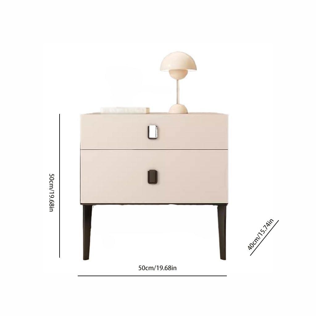 thalo thalo Modern Bedside Tables Simple Modern Bedside Table Bedroom Light Luxury Solid Wood Bedside Cabinet Cream Style Storage Cabinet Bedroom Night Stand(A)