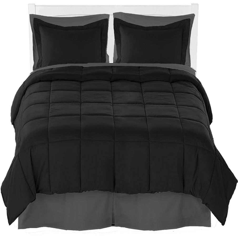 Bare Home Bare Home Twin Comforter Set + Sheet Set + Bed Skirt - Premium Ultra-Soft Brushed Microfiber (Comforter Set: Sand, Sheet Set: Black, Bed Skirt: Sand)