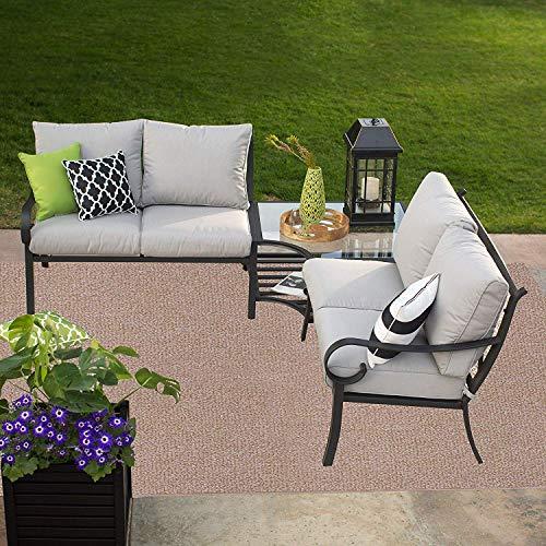 Ambiant Ambiant Saturn Collection Pet Friendly Indoor Outdoor Area Rugs Beige - 7' x 9' Rectangle, Stain & Fade Resistant, Easy Care, Pet & Kids Friendly, Made in USA, Perfect for Weddings & Everyday Use!