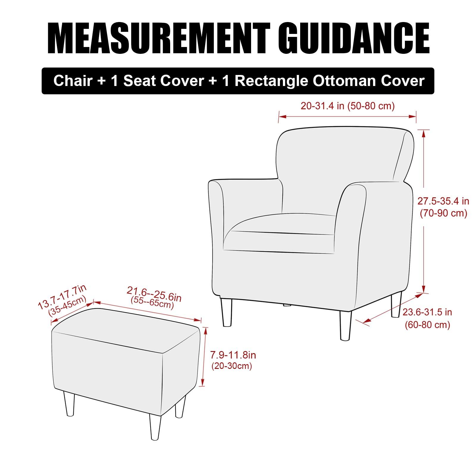 UNBBRRL UNBBRRL Chair and Ottoman Slipcover Set, Stretch Velvet Chair and Ottoman Cover, Banquet Armchair Covers for Living Room (Light Gray,Chair+ Seat+ Rec Ottm)