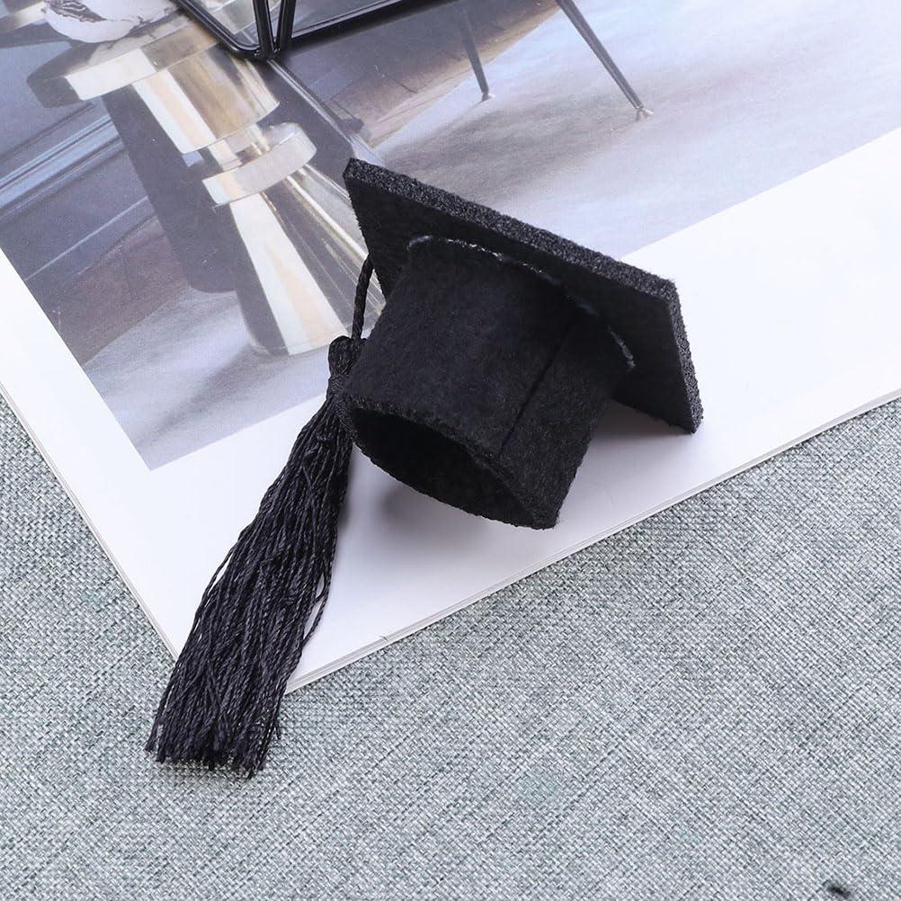 LUOZZY LUOZZY 12 Pcs Mini Graduation Cap Bottle Toppers Graduation Wine Bottle Caps Graduation Bouquet Decorations (Black Tassel)
