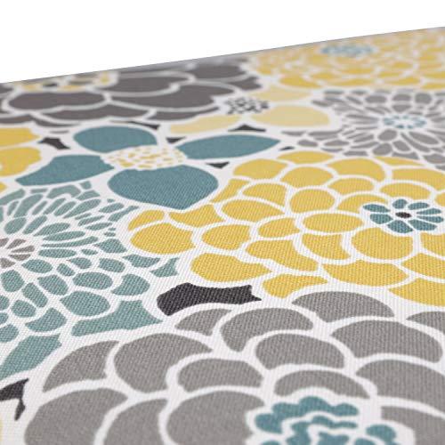 Pillow Perfect Pillow Perfect Bright Floral Indoor/Outdoor Solid Back 1 Piece Square Corner Chair Cushion with Ties, Deep Seat, Weather, and Fade Resistant, 36.5\" x 18\", Blue/Tan Lois, 1 Count