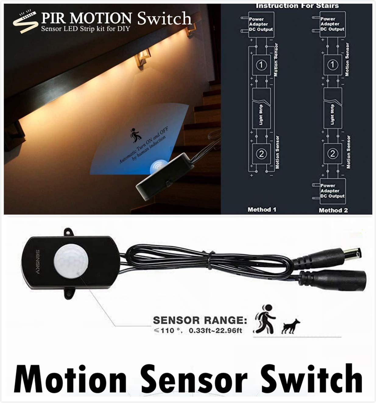 Sensky Sensky 19.7ft/6m Motion Activated LED Strip Light Kit Flexible LED Strip Motion Sensor for Bedroom, Gun Safe, Under Cabinet, Under Bed, Pantry, Kitchen, Stairway, Closet(Warm White,Upgraded Version)