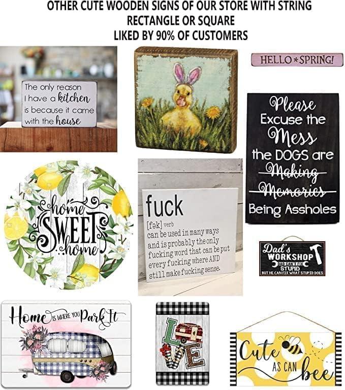 Ahee Beach Wood Sign, Salty Sandy Happy, Beach Home, Small Wood Sign, Tiered Tray Decor Wood Sign Holder 10x10 Inches