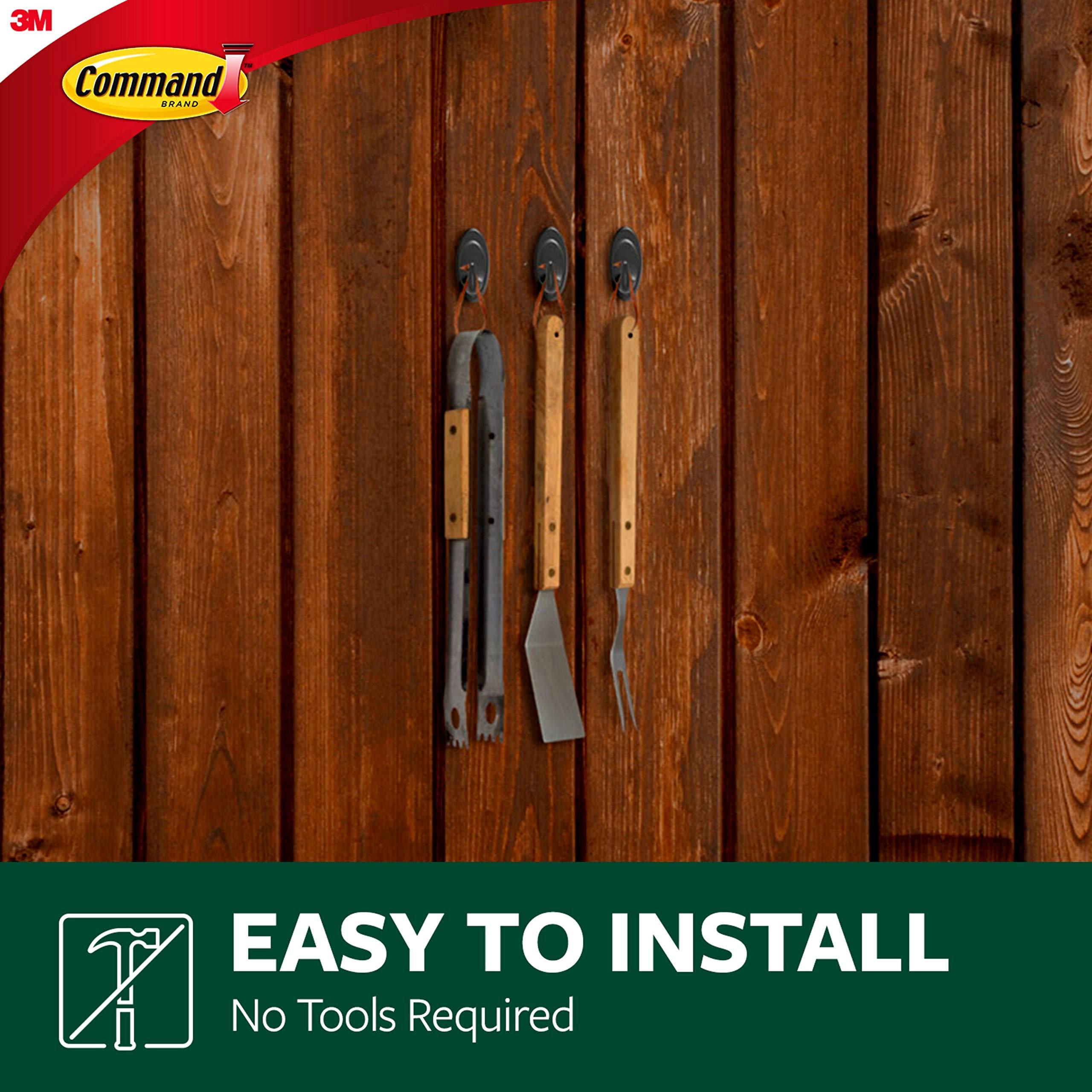 Command Command Outdoor Terrace Hooks, 2 Hooks and 4 Command Strips, Damage Free Hanging Wall Hooks for Hanging Christmas Decorations with Weather Resistant Strips, Holds up to 3 lb