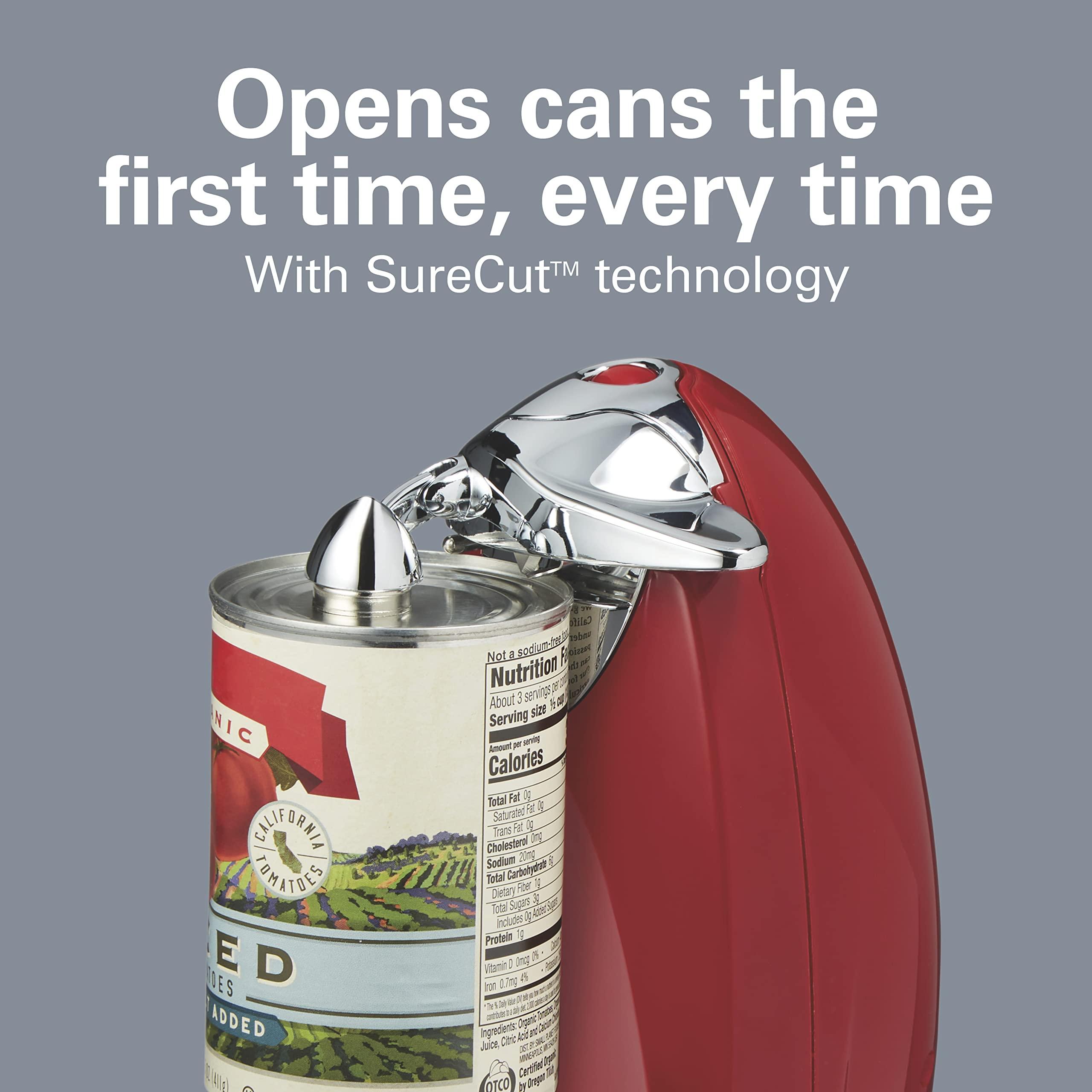 Hamilton Beach Hamilton Beach Electric Automatic Can Opener with Auto Shutoff, Knife Sharpener, Cord Storage, and SureCut Patented Technology, Extra-Tall, Red