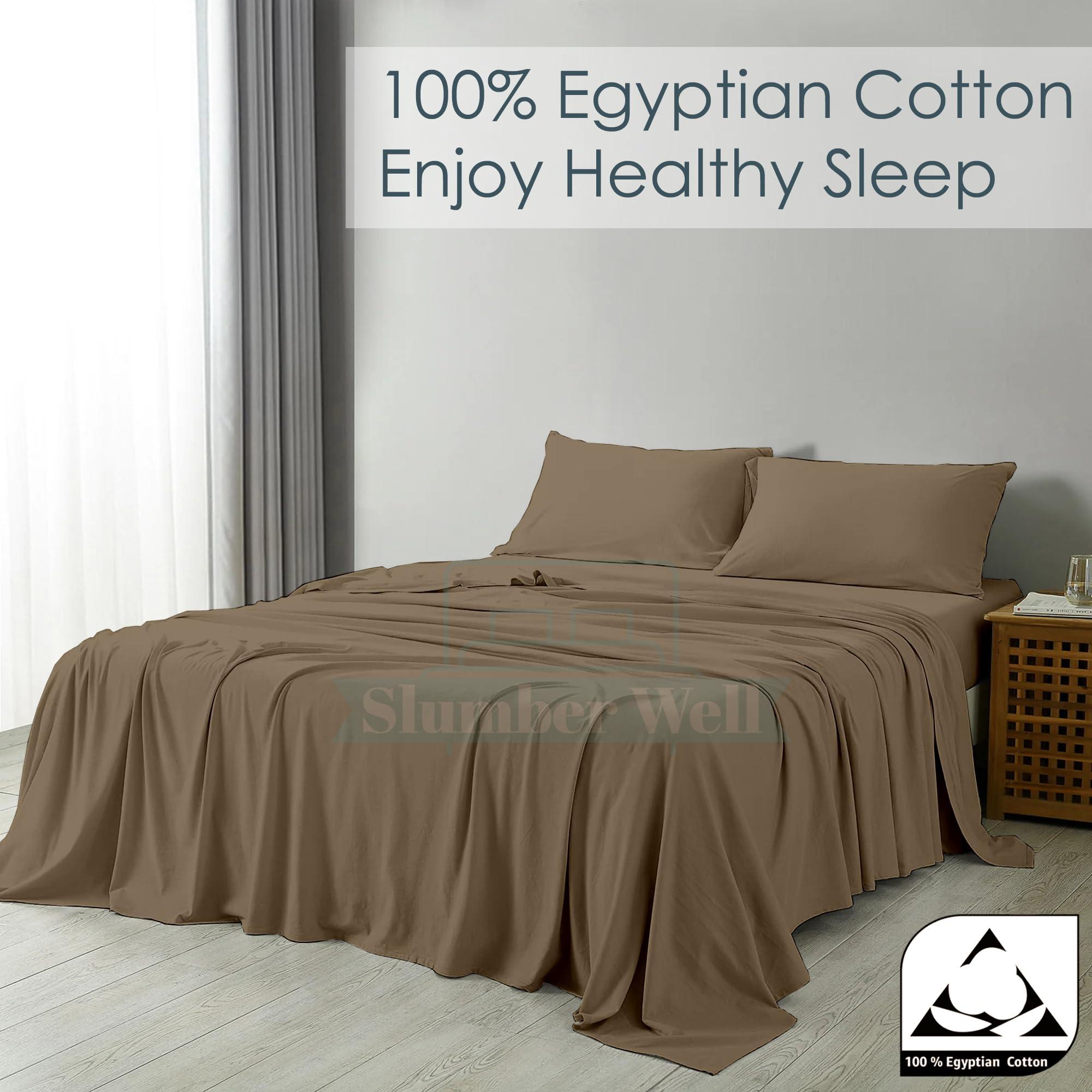 SlumberWell Split King Sheets Sets for Adjustable bed - 5 Pcs Split King Sheet Set with 2 Twin Xl Fitted Sheet - 600 Thread Count 100% Egyptian Cotton Sheets Set - 30 Inch Deep Pocket Sheets - Taupe Solid