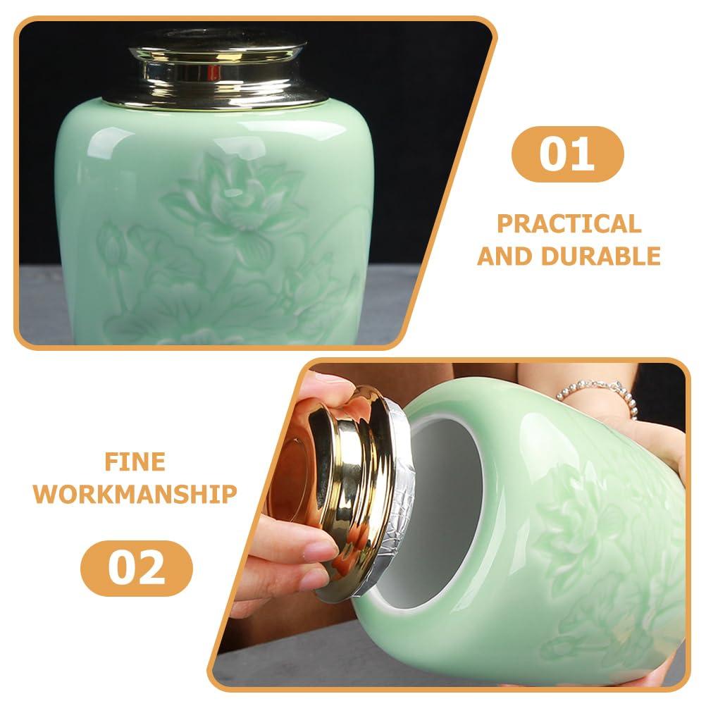 DECHOUS DECHOUS Ceramic Tea Canister Small 24oz Loose Leaf Tea Storage Container Porcelain Tea Canister with Lid for Loose Tea Sealed Ceramic Jar for Home Kitchen Office Tea Coffee Sugar