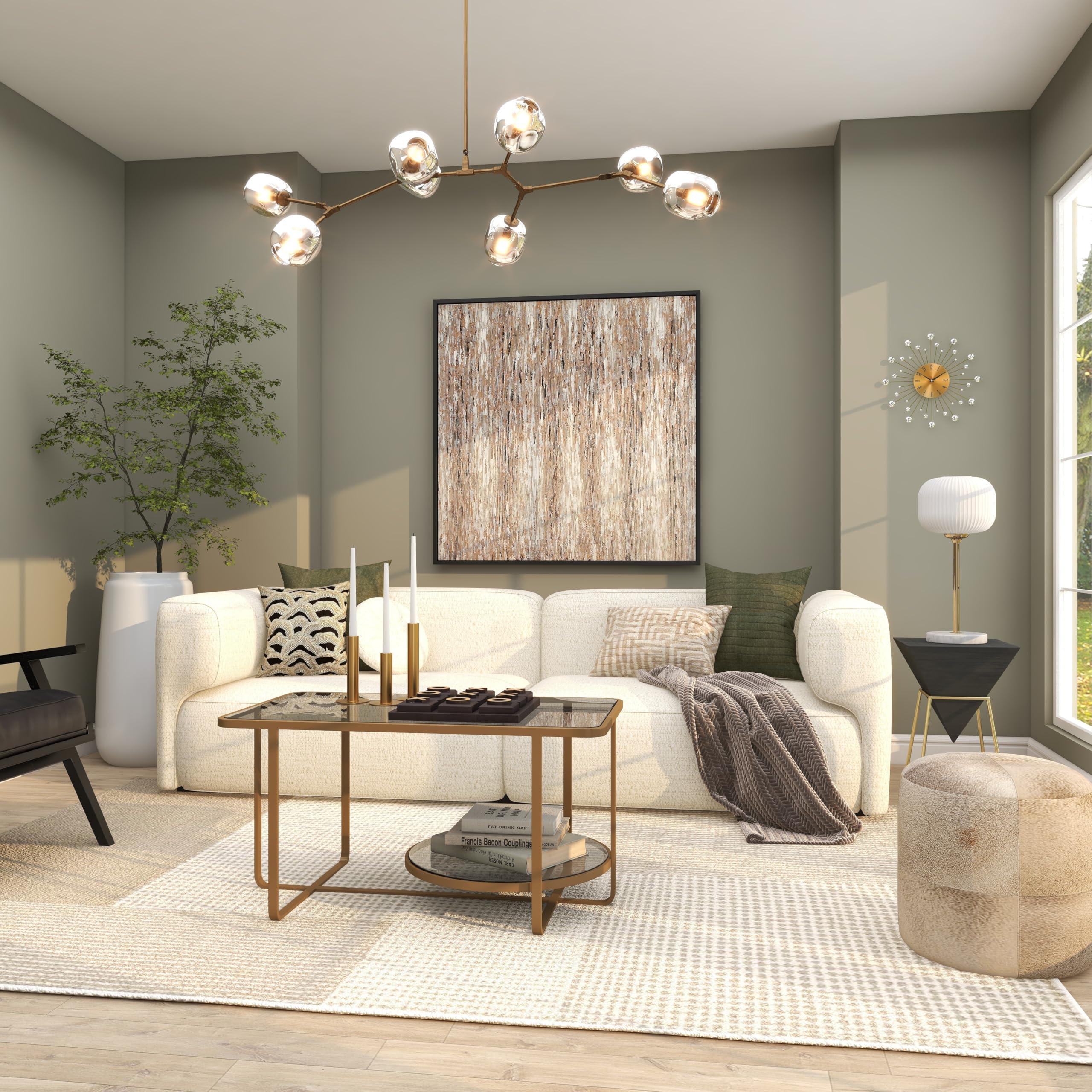 Safavieh SAFAVIEH Bella Collection Accent Rug - 4\' x 6\', Beige & Green, Handmade Modern Abstract Wool, Ideal for High Traffic Areas in Entryway, Living Room, Bedroom (BEL120A)