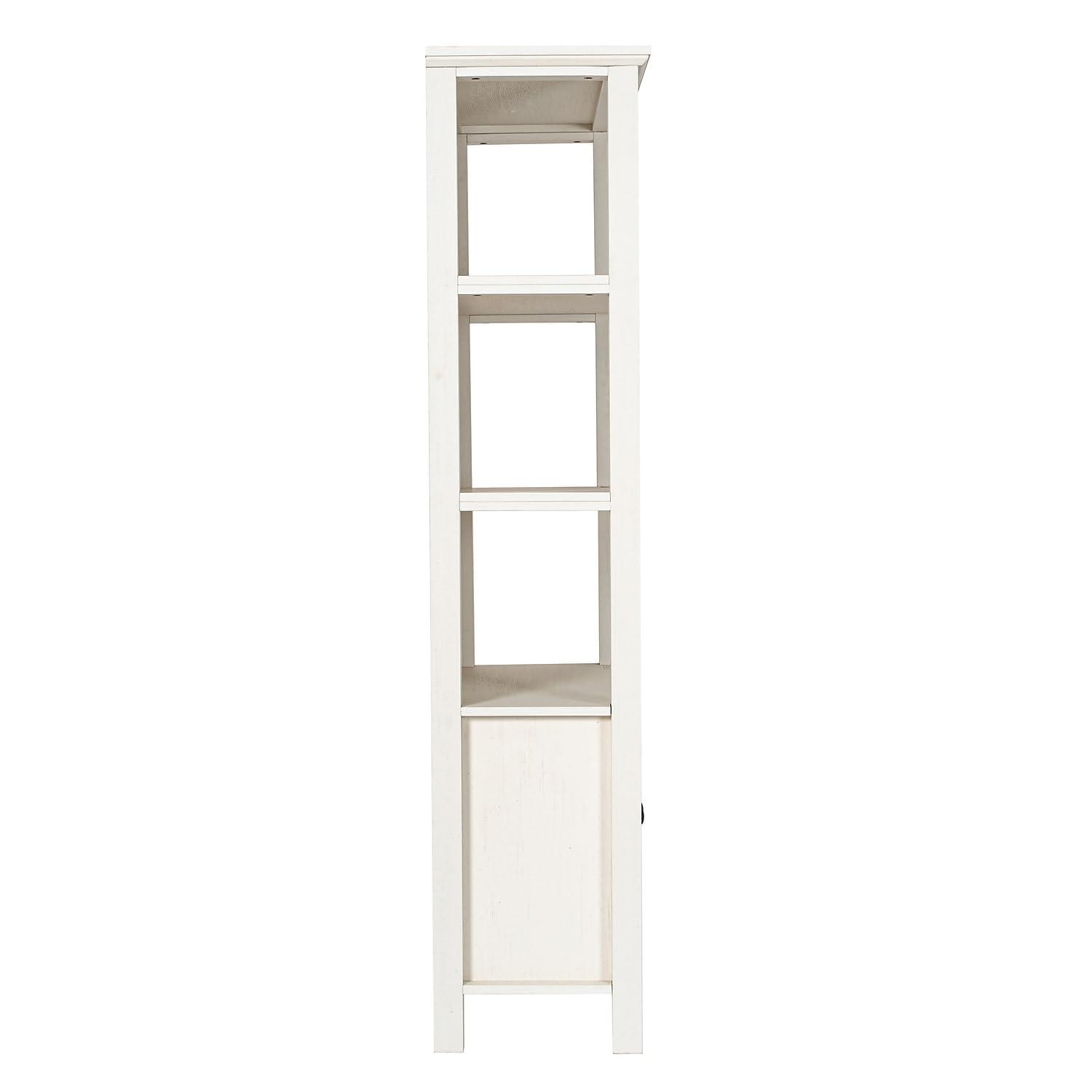 Flash Furniture Flash Furniture Stella Modern Farmhouse Wooden Bookcase and Storage Cabinet with Tempered Glass Doors and 3 Upper Shelves, Set of 1, White