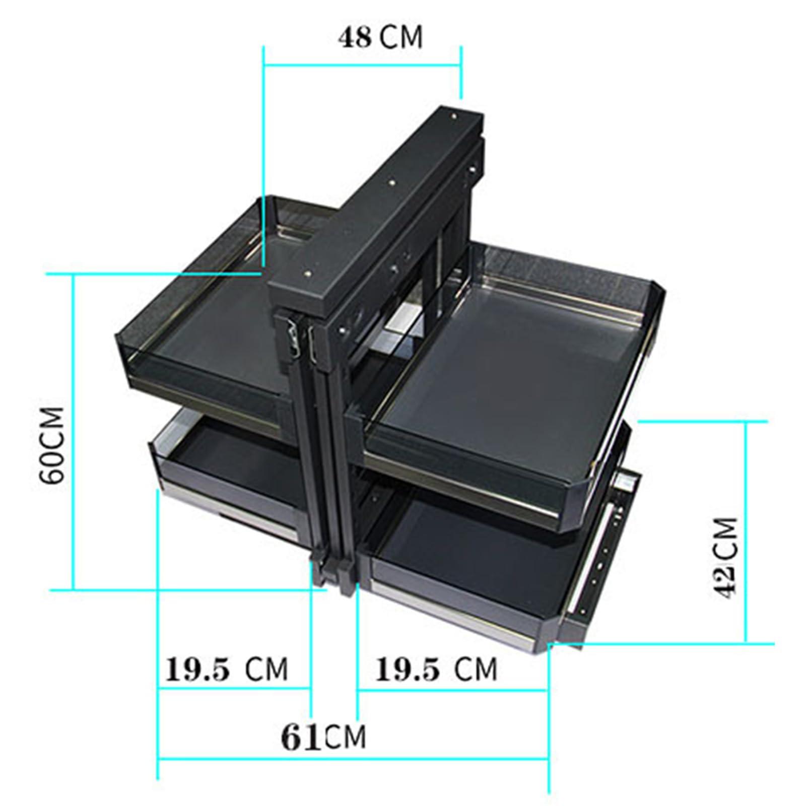 TYHAYJYK Blind Corner Cabinet Pull Out Organizer, Kitchen Cabinet Organizer Shelf Corner Aluminum Swivel Storage Rack Shelf, 4 Aluminum Basket Corner Optimizer Full Pull Out,A