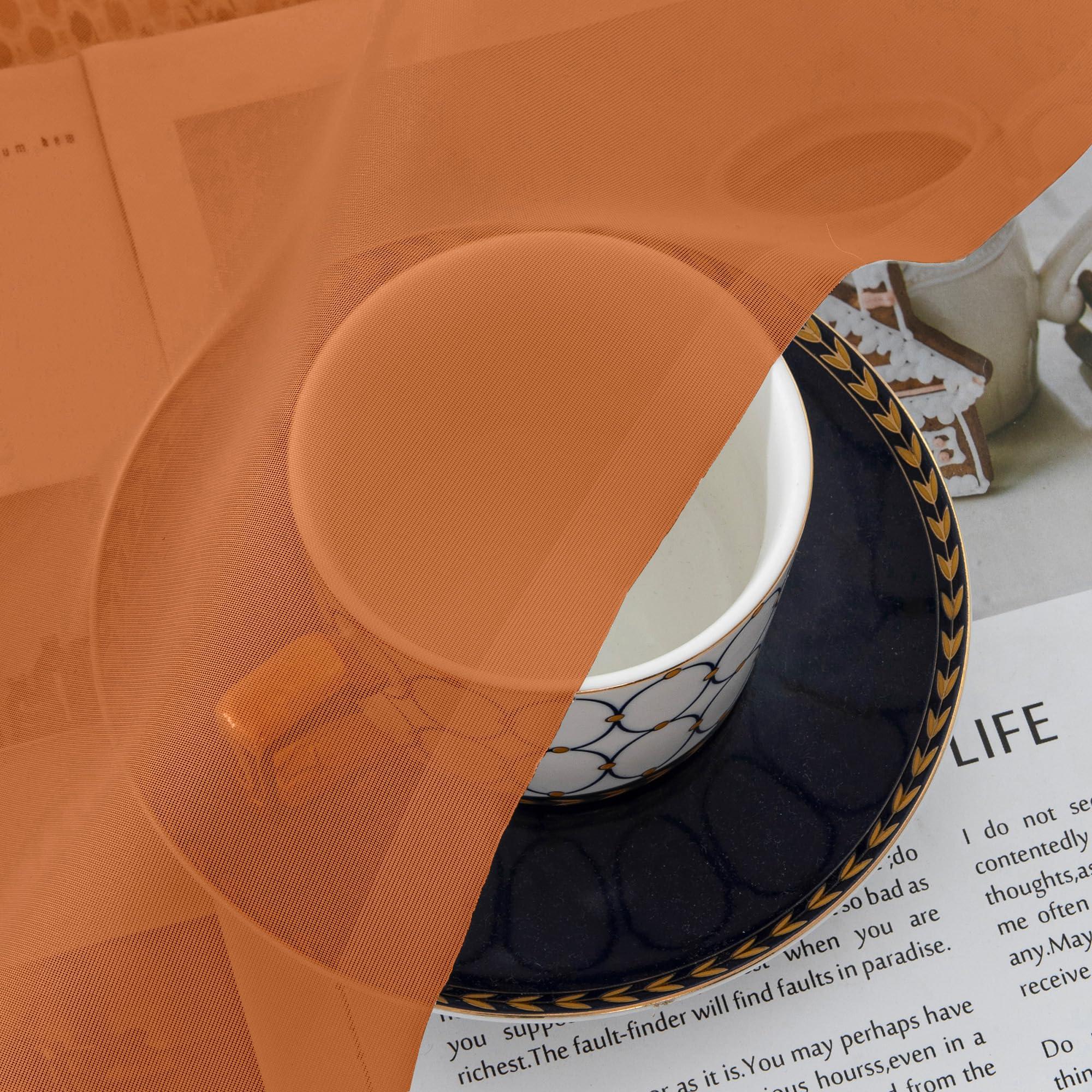 Aiyufeng Aiyufeng Orange Sheer Curtains 90 Inches Long 2 Panels Set, Light Filtering Soft Airy Voile Rod Pocket Orange Sheer Window Drapes for Bedroom Living Room, Each 42Wx90L Inches