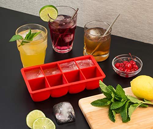 HIC Kitchen HIC Kitchen Big Block Silicone Ice Cube Tray, European-Grade, Non-Stick, Makes 8 Large Ice Cubes