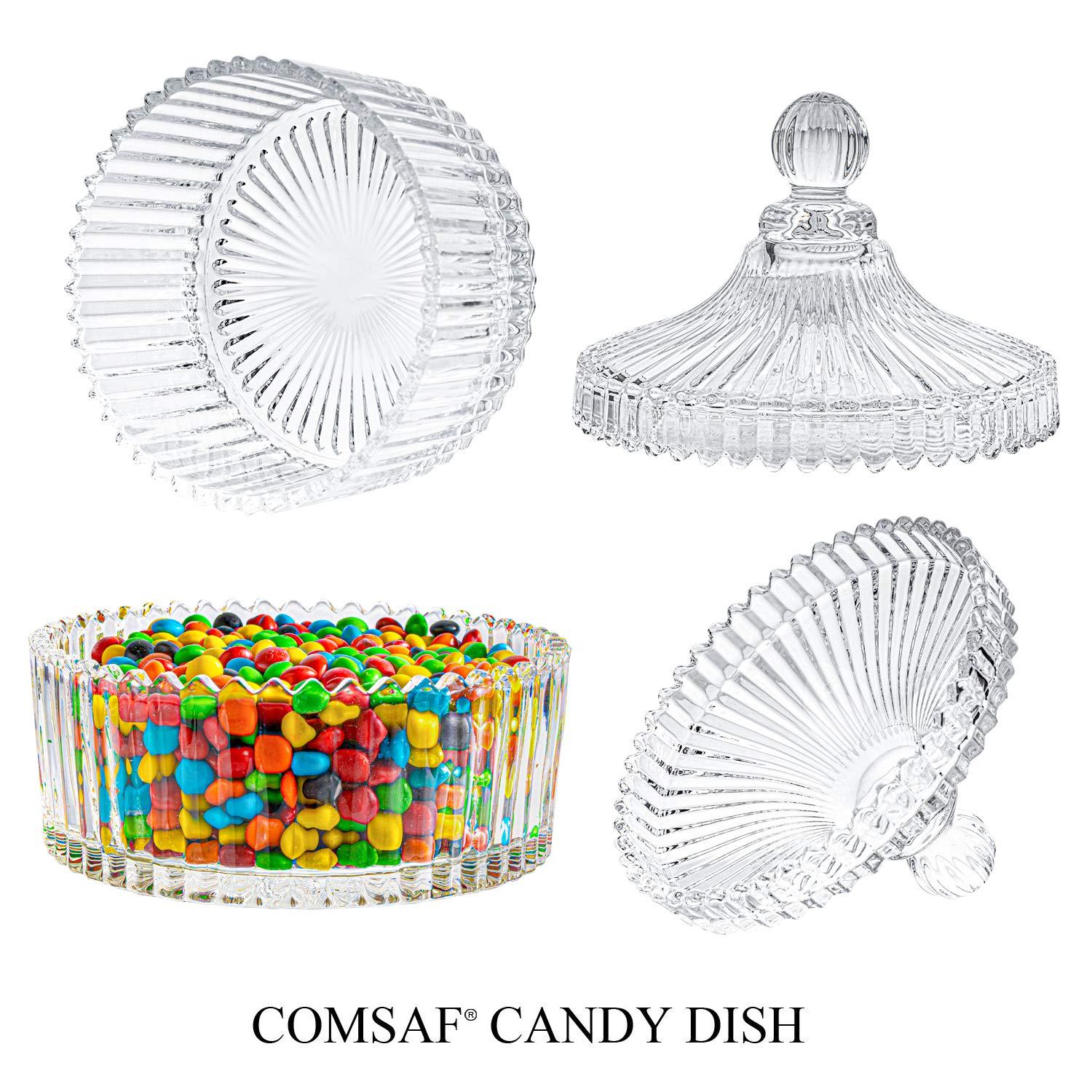 ComSaf ComSaf Crystal Candy Dish with Lid, Candy Bowl with Lid, Glass Candy Jar, Gift for Christmas, Birthday, Wedding Anniversary, Valentine\'s day, Mother\'s day, Housewarming