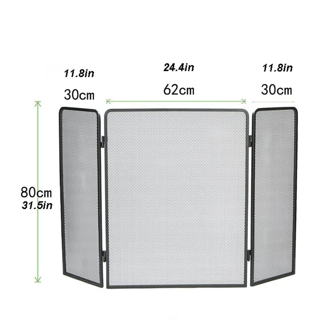 RsFiL Fire Screen/Spark Fire Guard Simple and Modern Fireplace Screen with Net Three Fold Household Simple Fireplace Decoration Partition Spark Guardrail Folding Fire Cover Fireguard