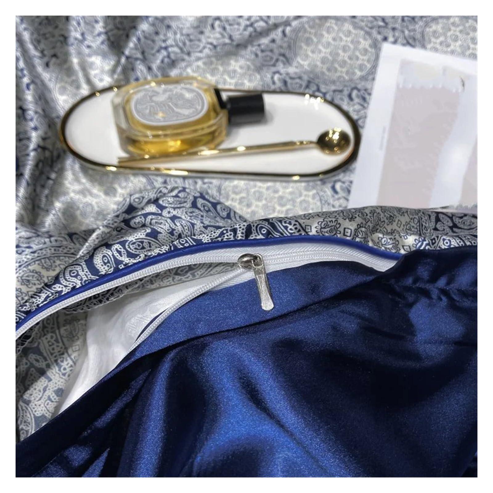 YUSIWOAL YUSIWOAL Luxury Natural Silk Bedding Set High-End Silky Satin Quilt Cover Set Single Double Queen Size Printing Duvet Cover Set,Bedding Duvet Cover Set(C,200x230cm 4pcs)