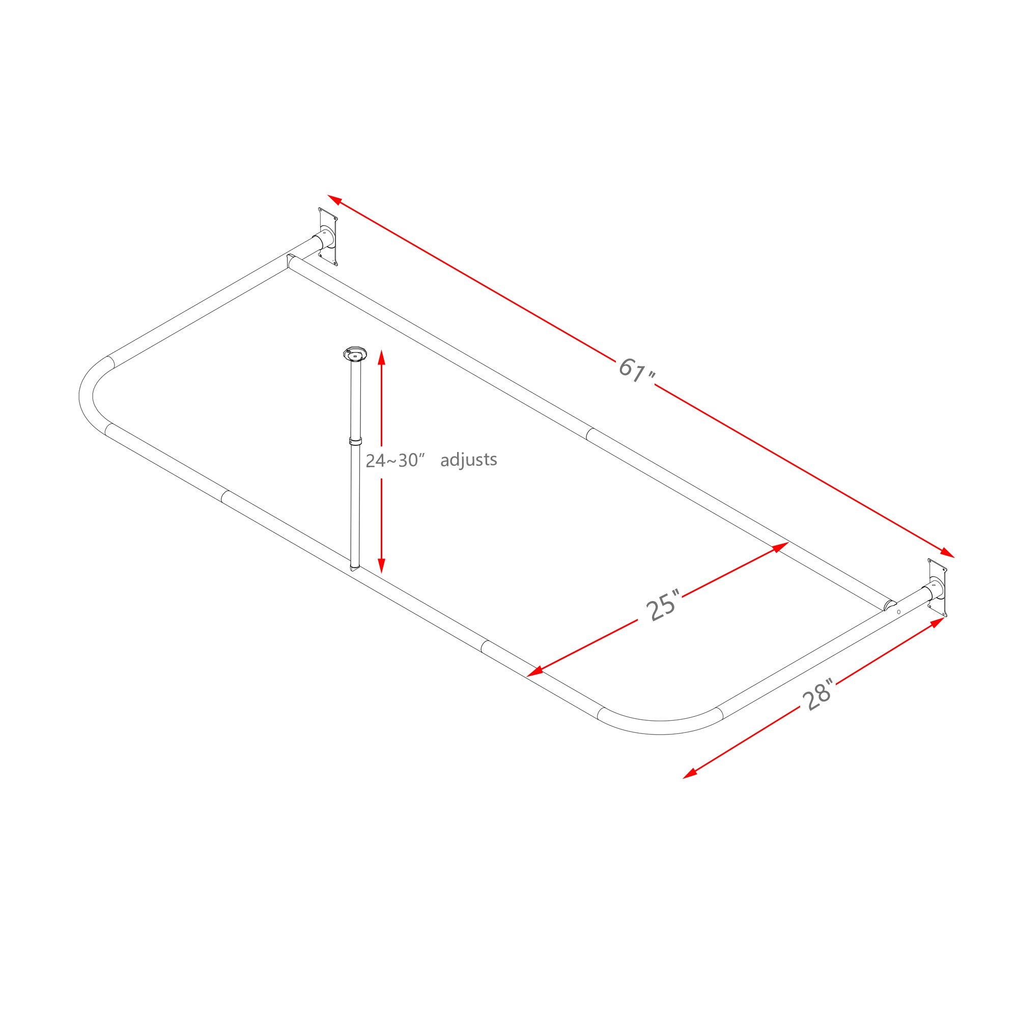 Utopia Alley Utopia Alley Rustproof Aluminum Shower Curtain Rod | D-Shape Shower Rod with Ceiling Support, Perfect for Freestanding Tub & Shower, Gold + White Curtain Combo (61"L x 28"W)