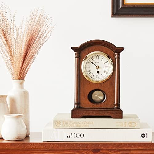 Bulova Bulova Dalton Chiming Pendulum Table Clock - Walnut Finish - Gold-Tone Accents