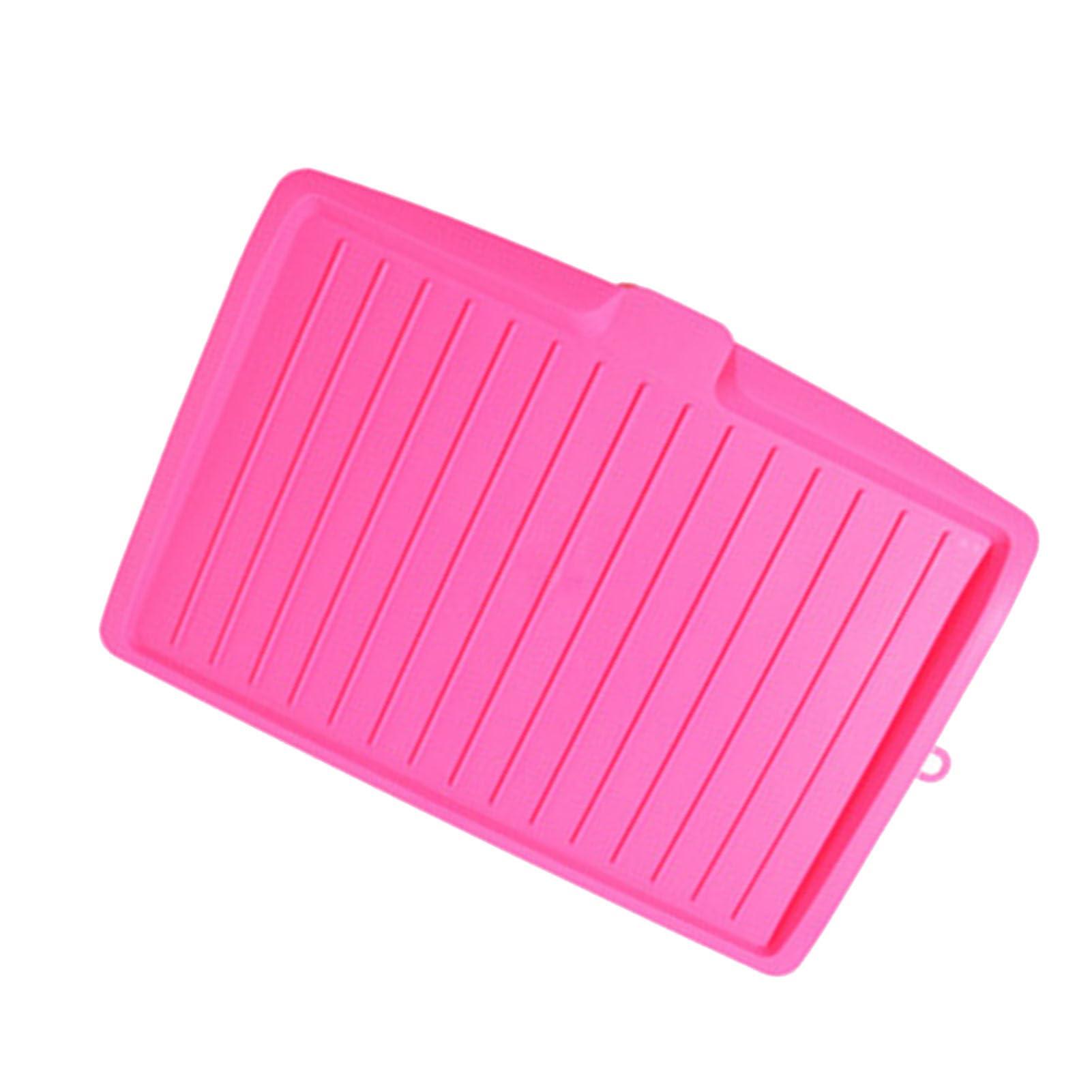 Sunicon Sunicon Kitchen Dish Drain Board, Kitchen Counter Drying Rack Dish Drainer Tray with Side Drop Slope Diversion and Non Slip Base for Bowl Cup Kitchenware, Rose Red
