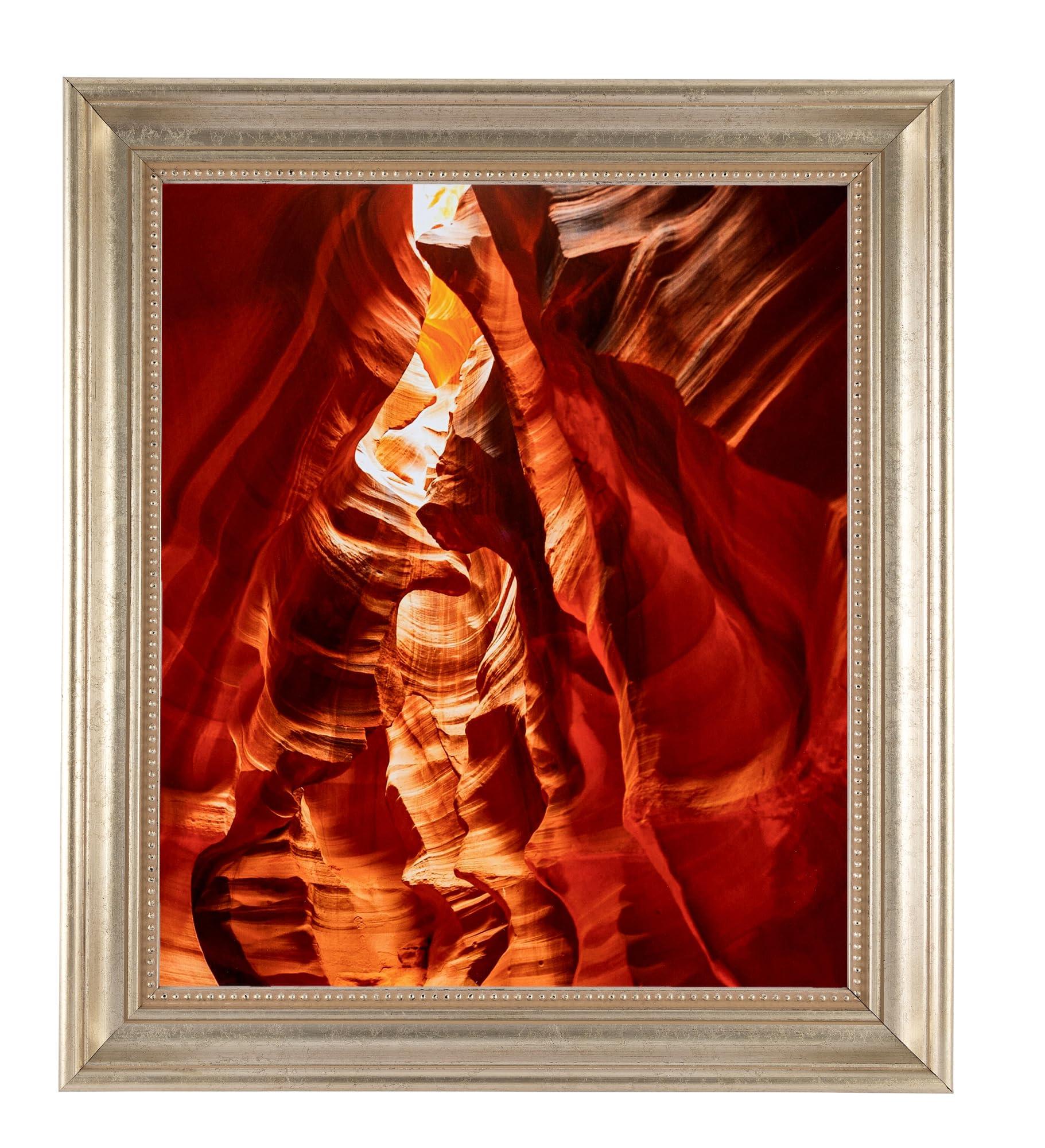 ArtToFrames ArtToFrames 18x27 Inch Silver Picture Frame, This 1.50 Inch Custom Wood Poster Frame is Aged White Gold - Comes with Economy Acrylic and Corrugated Backing (2WOMD8808-18x27)