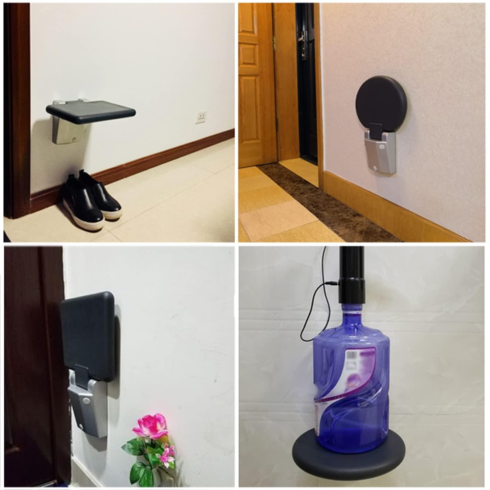 JKGHK Folding Shower Seat,Wall-Mounted Shower Stool,Folding Wall Stool Chair,Handicapped/Elderly Foldable Safety Bathroom Stool,Space-Saving Instead of Shower Stool,Storage Weight 130kg (Color : Round)