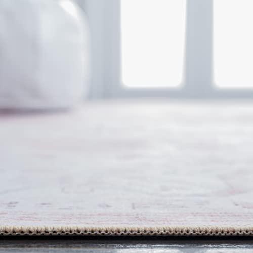 Safavieh SAFAVIEH Tucson Collection Area Rug - 6' Square, Beige & Rust, Persian Design, Non-Shedding Machine Washable & Slip Resistant Ideal for High Traffic Areas in Living Room, Bedroom (TSN129B)