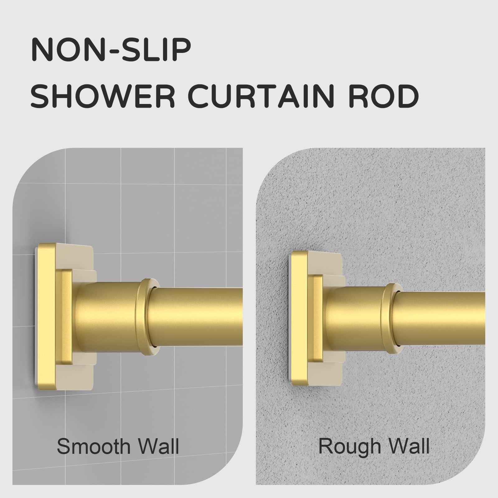 UIOSANRT UIOSANRT Gold Shower Curtain Rod 31-68 Inches Non-Slip Shower Rod Tension Mounted No Drill Shower Curtain Rods Spring Tension Rod Adjustable Tension Curtain Rod for Windows Bathroom