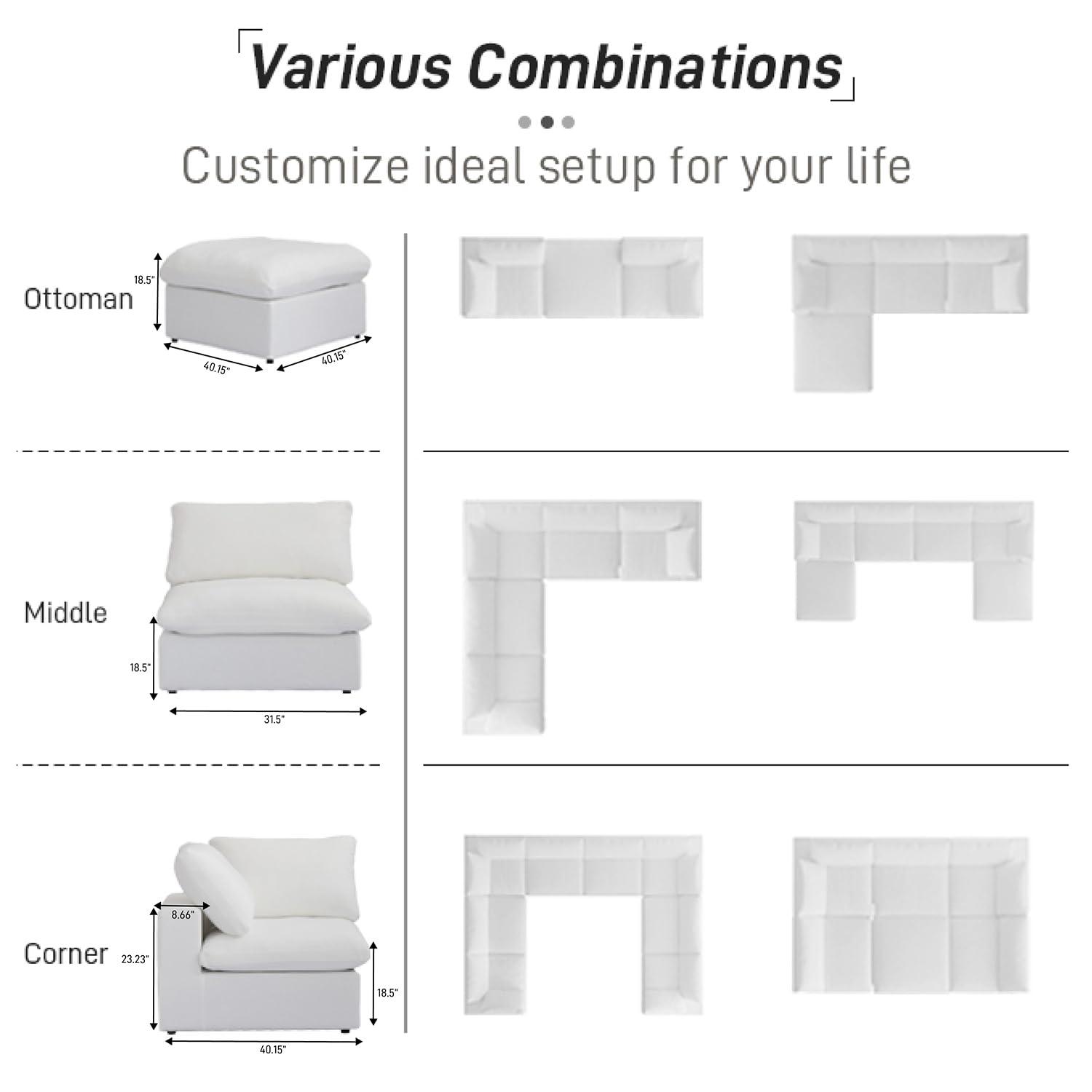 WJShome Cloud Modular Sectional Sofa,80.3\" Down Filled Comfort Sofa Couch for Living Room,2 Seater+ 1Ottoman Couches for Livingroon Apartment,Sofa Cover Washable and Replaceable