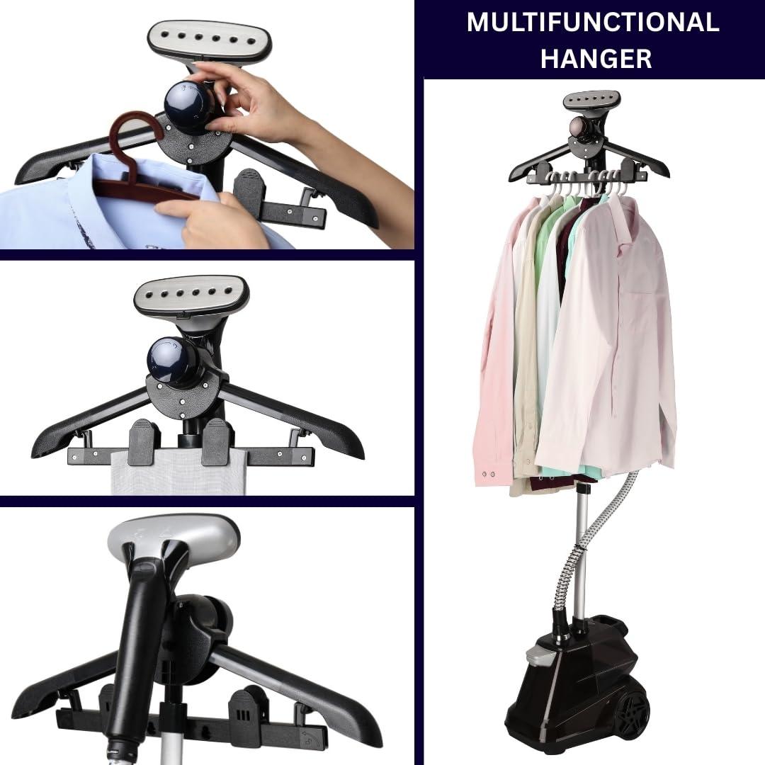 SALAV SALAV Heavy Duty Commercial Full-Size Garment Steamer with Foot Pedals and Extra Large 3L (101.5 oz) Water Tank, 1800 watts of Poweful Steam (Navy)