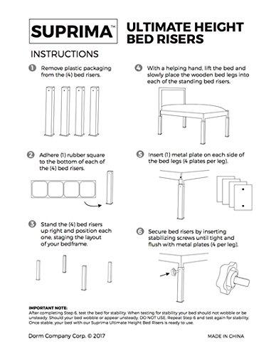 DormCo DormCo Suprima Ultimate Height Bed Risers - Carbon Steel - White