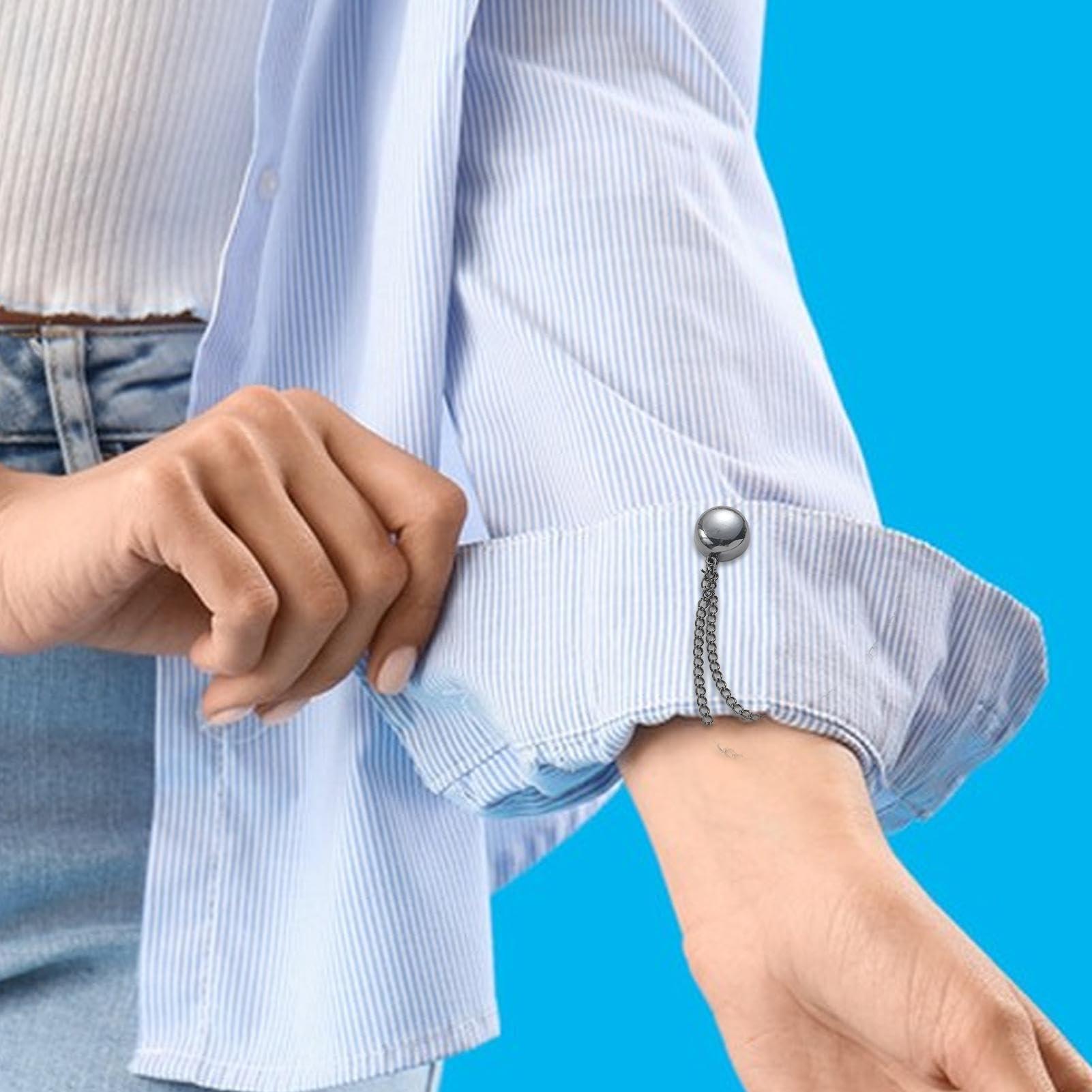 glylo Multi-Function Magnetic Clothing Clips, 4 Pack Hijab Magnets with Chain, Clothing Cinch Clips, T-Shirt Clips, Magnetic Shirt Accessories, for Cardigans, Skirts and Dresses