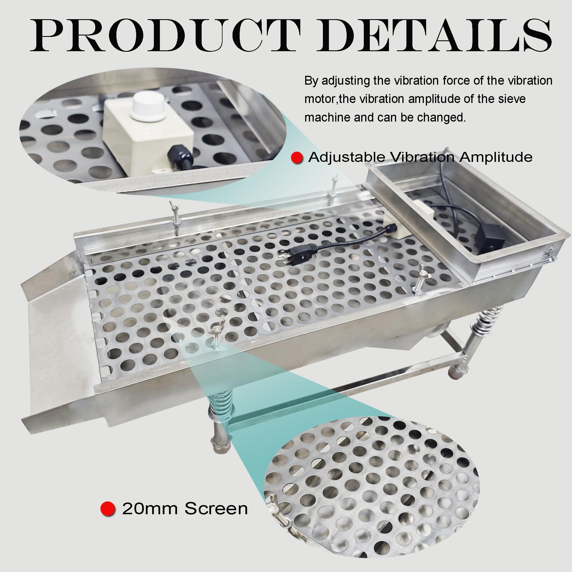 HQHAOTWU HQHAOTWU Linear Vibrating Screen Straight Vibrating Sieve Shaker Electric Linear Vibrating Sieve Machine JG30-75 Stainless Steel Vibrating Sieve 20mm Screen Single Layer with 1 Motor