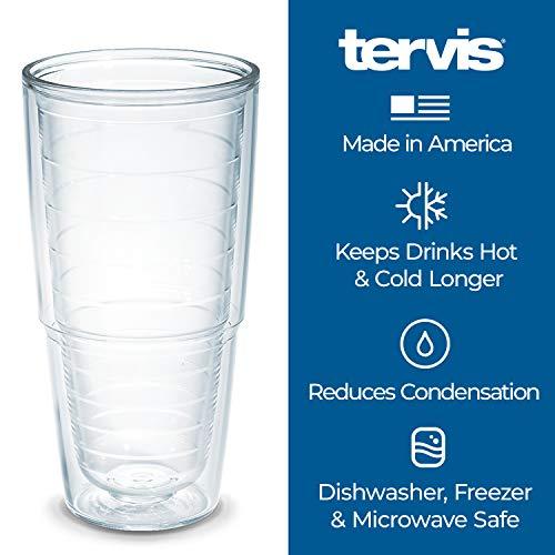 Tervis Tervis Clear & Colorful Tabletop Made in USA Double Walled Insulated Tumbler Travel Cup Keeps Drinks Cold & Hot, 24oz, Clear
