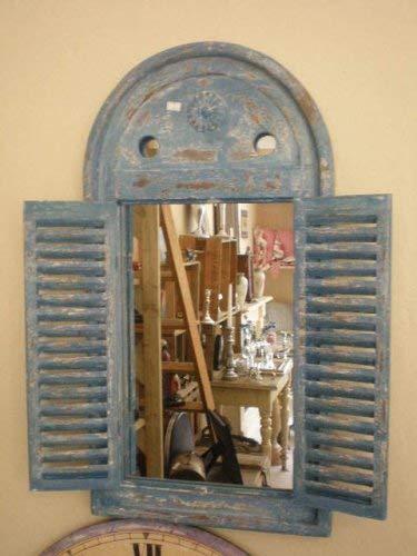 Esschert Design Esschert Design WD13 Mirror Louvre Distressed, Blue Finish, 39.2 x 3.9 x 75 cm