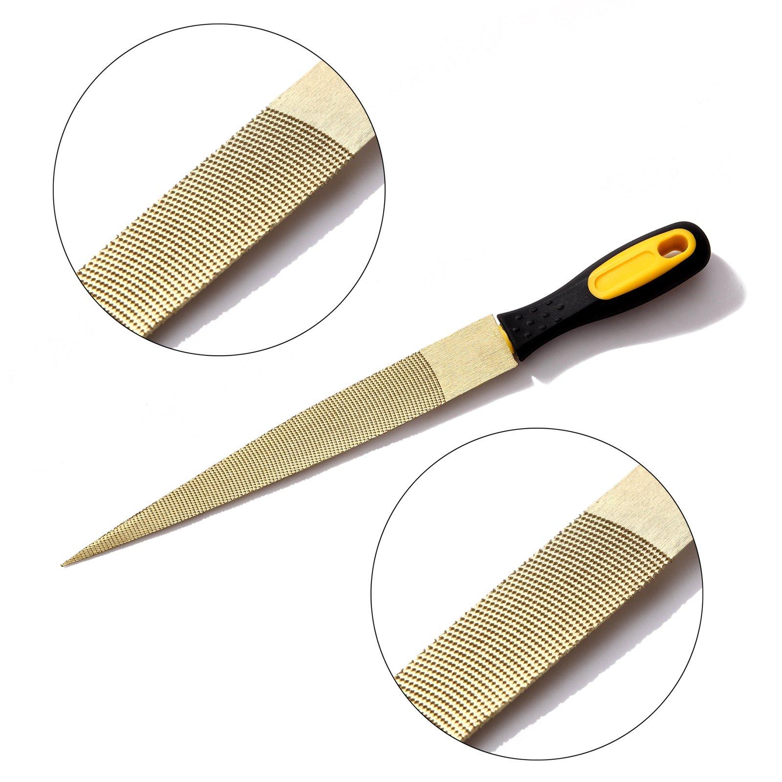 NKTM NKTM Wood File, Needle File Set Wood Files for Wood Working Wood Rasp Files Tools Golden Tapered Wood Rasp with Rubber Handle in Gift Bag for Carving 2 Pack (8,10 inch)
