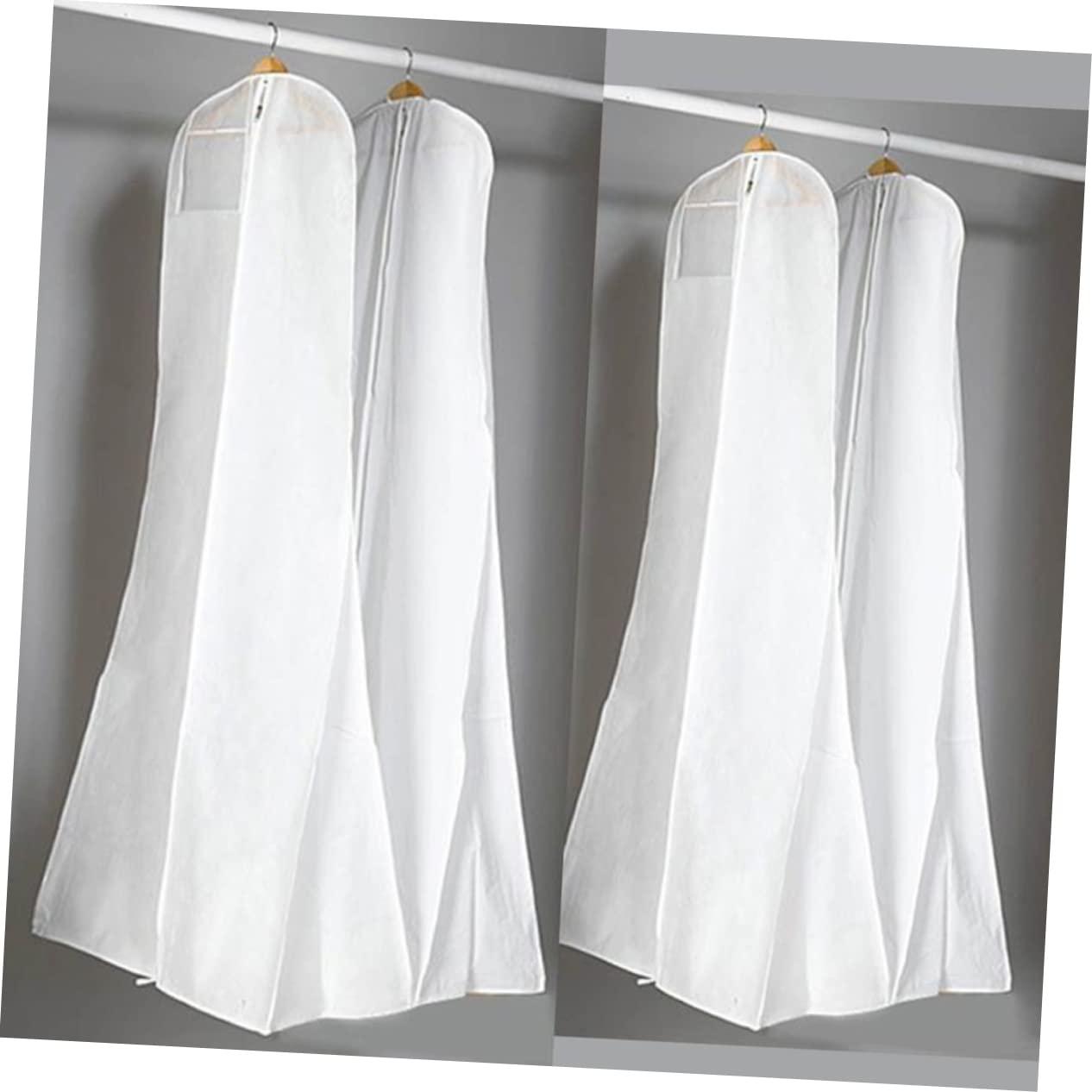 HOOTNEE HOOTNEE Nonwoven Bridal Gown Cover Wedding Dress Garment Bag Full Length Dress Cover Bag Zipper 170x50x40cm White