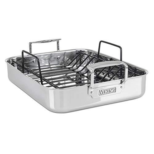 Viking Culinary Viking Culinary 3-Ply Stainless Steel Roasting Pan, Includes a Nonstick Rack, Dishwasher, Oven Safe, Works on All Cooktops including Induction